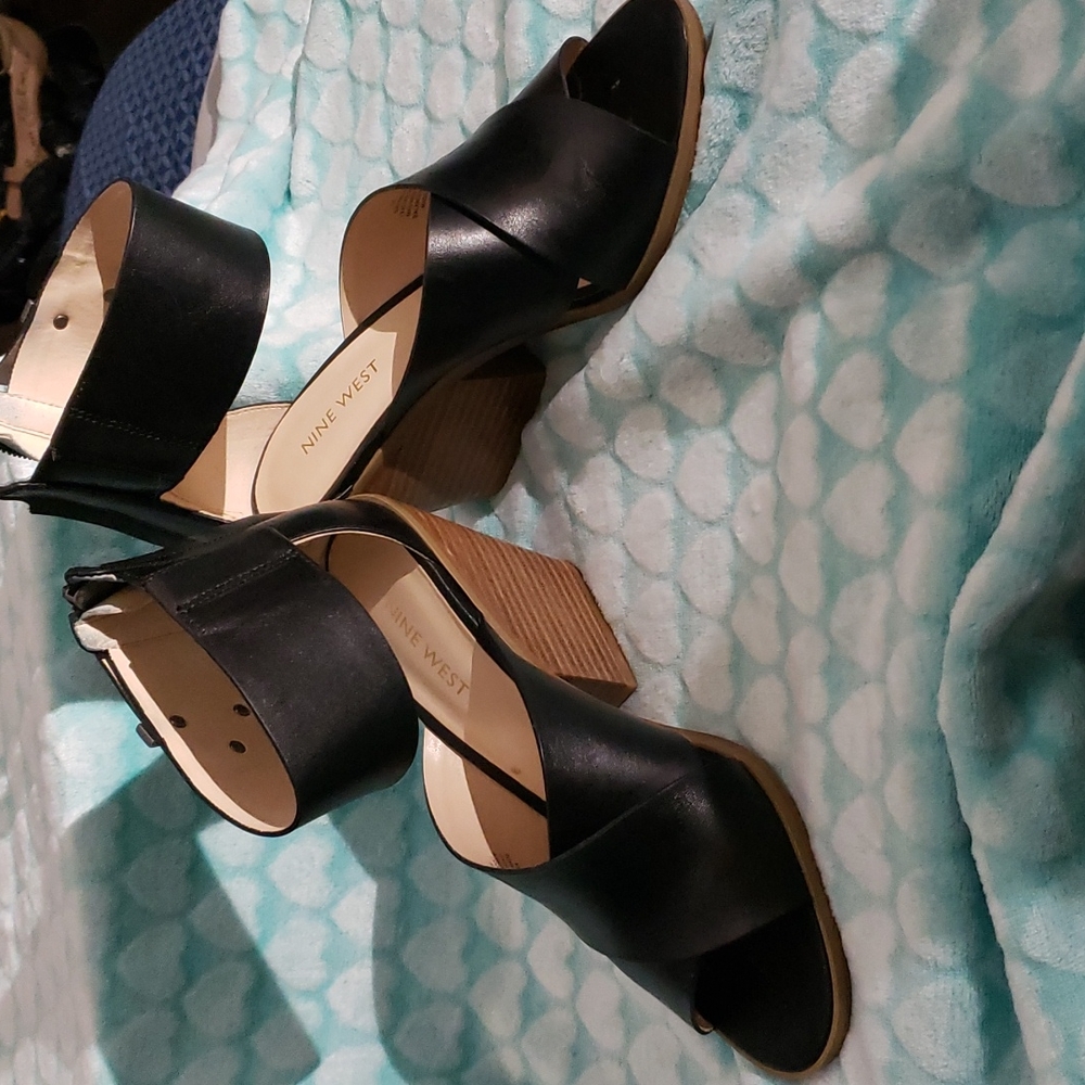 Black Ankle Strap Heeled Sandals